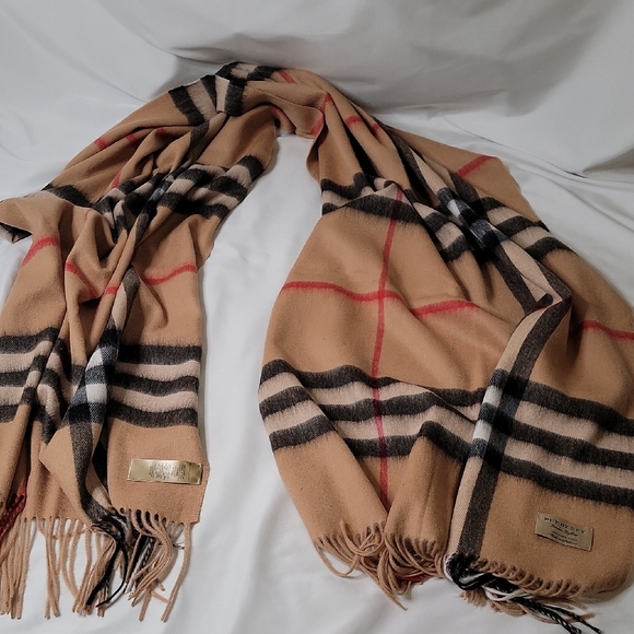 Burberry Accessories - Burberry Camel and Black Checkered Scarf